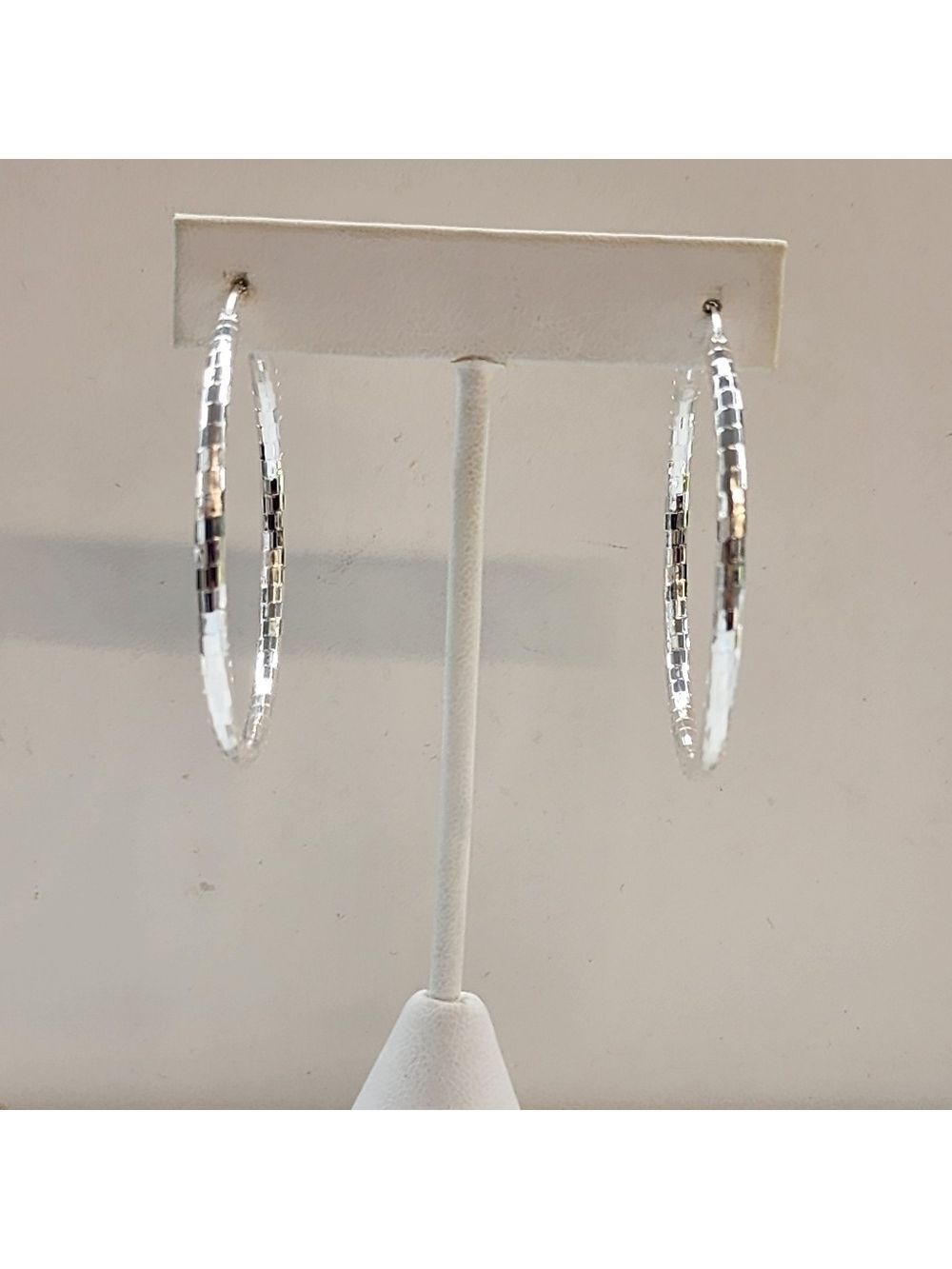 Brand New Sterling Silver 925 diamond cut design earrings/ hoops